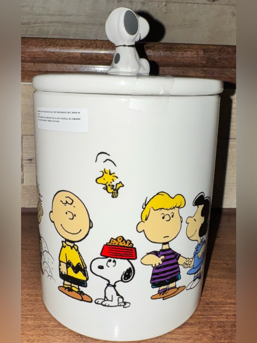 Cute 🥰 The Gang Peanuts Snoopy & Friends Ceramic Canister with Lid Topper 8”tall